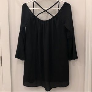 Tobi Off-Shoulder Cross-Back Long Sleeve Dress